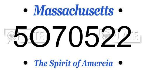5O70522 Massachusetts License Plate