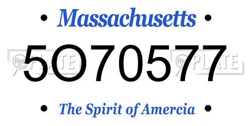 5O70577 Massachusetts License Plate