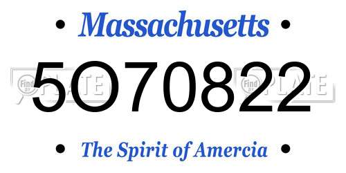 5O70822 Massachusetts License Plate