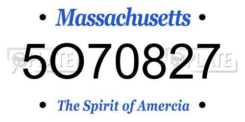 5O70827 Massachusetts License Plate