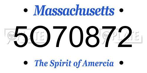 5O70872 Massachusetts License Plate