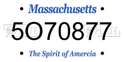 5O70877 Massachusetts License Plate