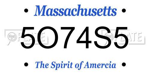 5O74S5 Massachusetts License Plate