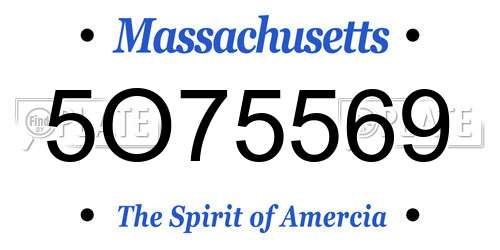 5O75569 Massachusetts License Plate
