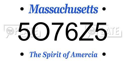 5O76Z5 Massachusetts License Plate
