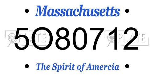 5O80712 Massachusetts License Plate