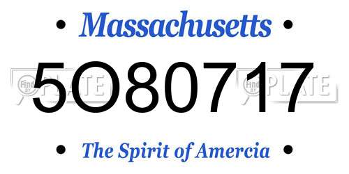 5O80717 Massachusetts License Plate