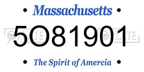 5O81901 Massachusetts License Plate