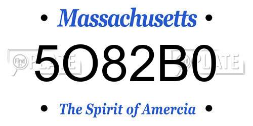 5O82B0 Massachusetts License Plate
