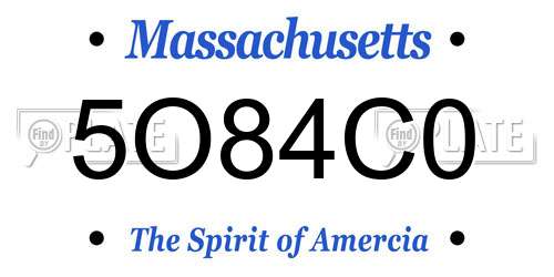 5O84C0 Massachusetts License Plate
