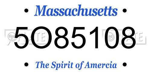 5O85108 Massachusetts License Plate