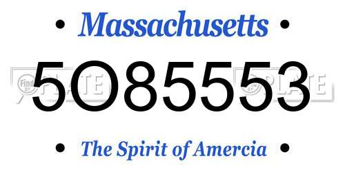 5O85553 Massachusetts License Plate