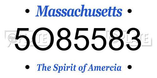 5O85583 Massachusetts License Plate
