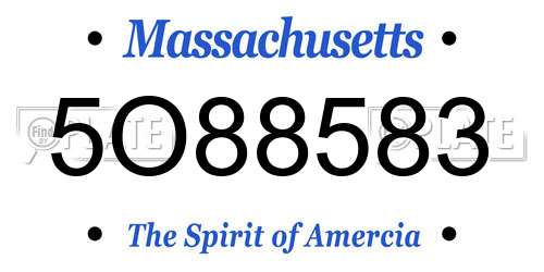 5O88583 Massachusetts License Plate