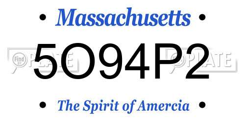 5O94P2 Massachusetts License Plate