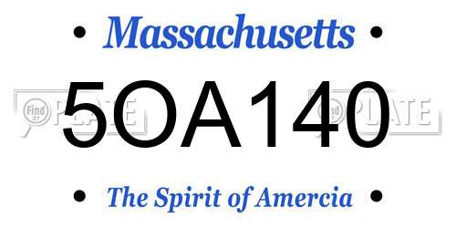 5OA140 Massachusetts License Plate