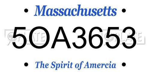 5OA3653 Massachusetts License Plate