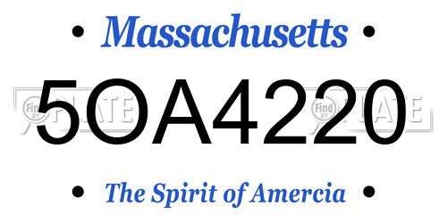 5OA4220 Massachusetts License Plate