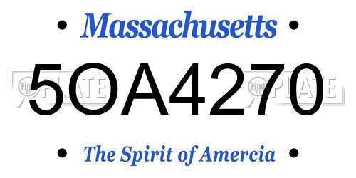 5OA4270 Massachusetts License Plate