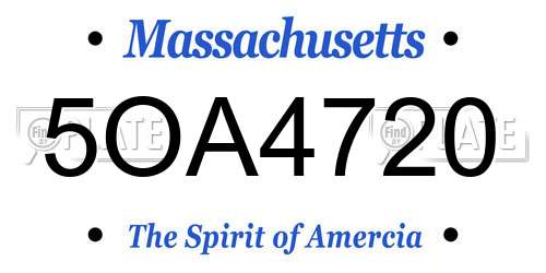 5OA4720 Massachusetts License Plate