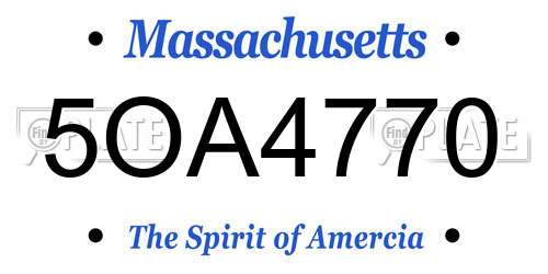 5OA4770 Massachusetts License Plate