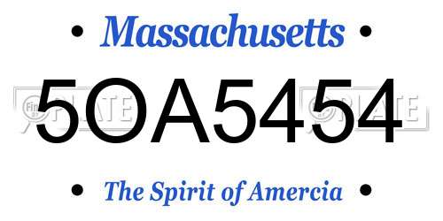 5OA5454 Massachusetts License Plate