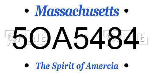 5OA5484 Massachusetts License Plate