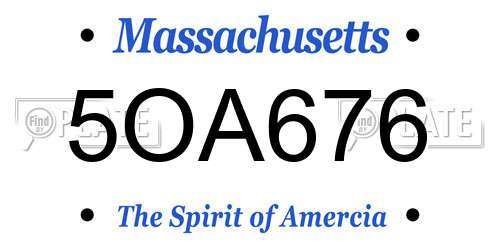 5OA676 Massachusetts License Plate
