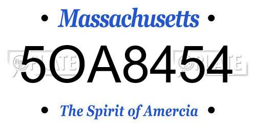 5OA8454 Massachusetts License Plate