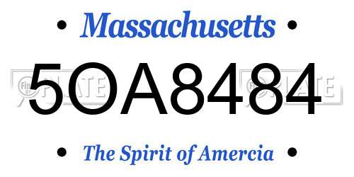 5OA8484 Massachusetts License Plate