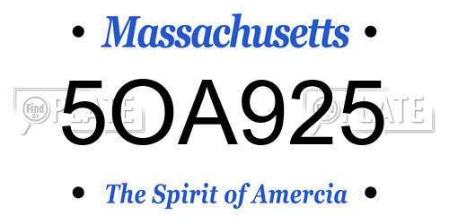 5OA925 Massachusetts License Plate