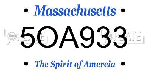 5OA933 Massachusetts License Plate