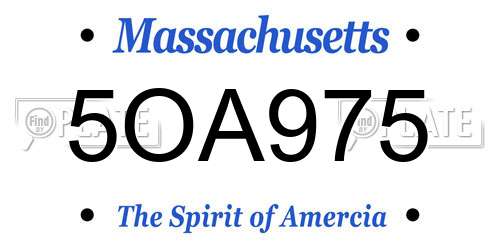 5OA975 Massachusetts License Plate
