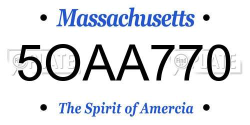 5OAA770 Massachusetts License Plate
