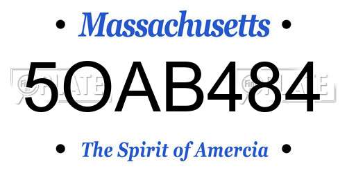 5OAB484 Massachusetts License Plate