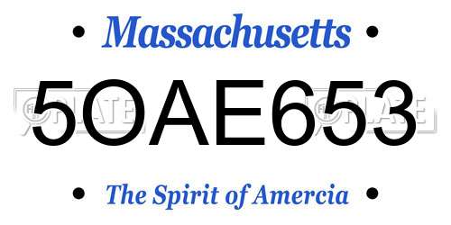 5OAE653 Massachusetts License Plate