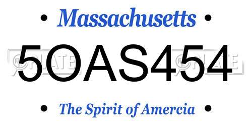 5OAS454 Massachusetts License Plate