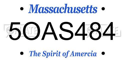 5OAS484 Massachusetts License Plate