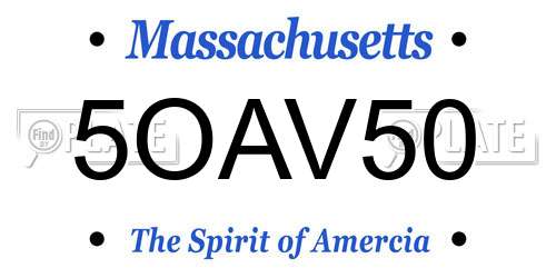 5OAV50 Massachusetts License Plate
