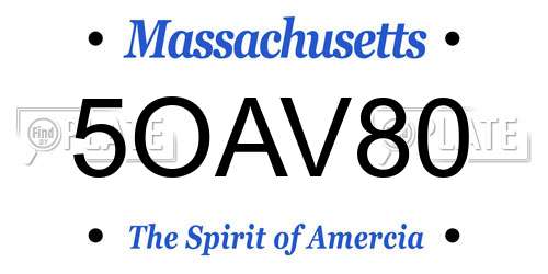 5OAV80 Massachusetts License Plate
