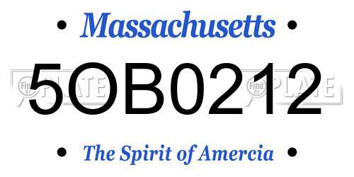 5OB0212 Massachusetts License Plate