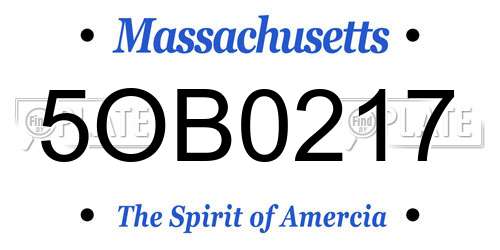 5OB0217 Massachusetts License Plate