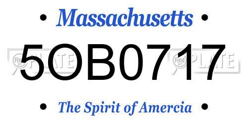 5OB0717 Massachusetts License Plate