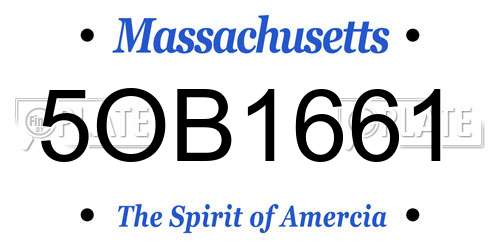 5OB1661 Massachusetts License Plate
