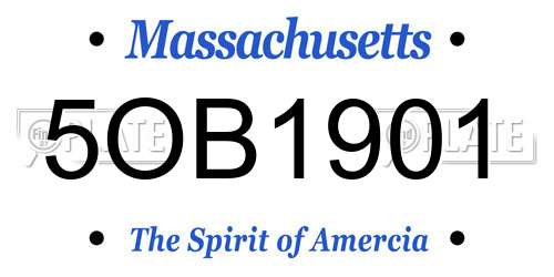 5OB1901 Massachusetts License Plate
