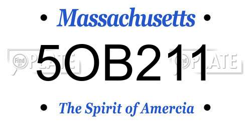 5OB211 Massachusetts License Plate