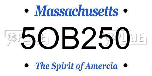 5OB250 Massachusetts License Plate