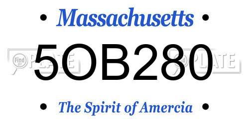 5OB280 Massachusetts License Plate