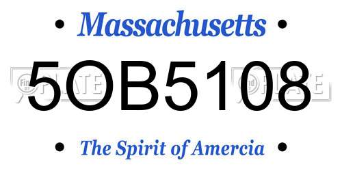 5OB5108 Massachusetts License Plate