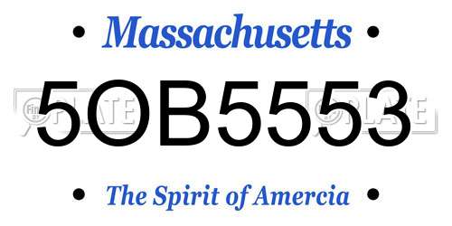 5OB5553 Massachusetts License Plate